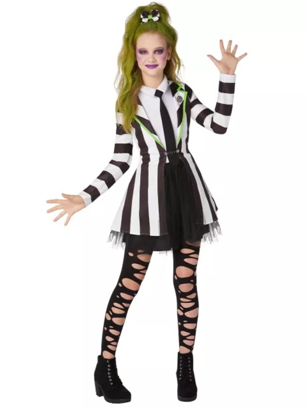 Spirit kids Beetlejuice Black & White Striped Jacket Dress